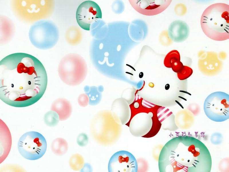 hello kitty wallpaper desktop. Hello Kitty Bubbles Wallpaper