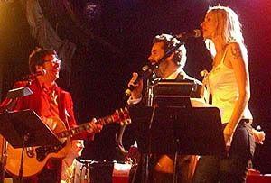 Grant-Lee Phillips, Paul F. Tompkins, and Aimee Mann at at Aimee Mann's 1st Annual Christmas Show, Bimbo's 365 Club, December 4 and 5, 2006