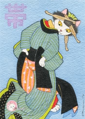 Moussart kimono kitty cat art