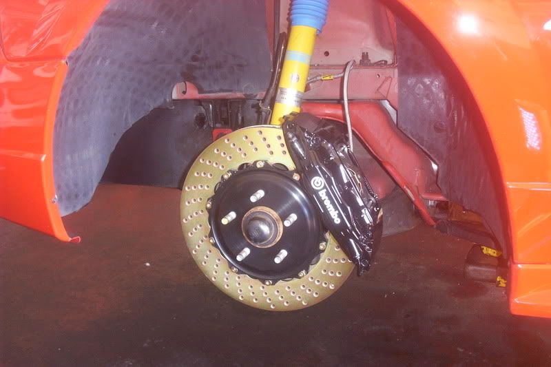 Installed 4 piston Brembo calipers on the rear end of my 2001 Cobra