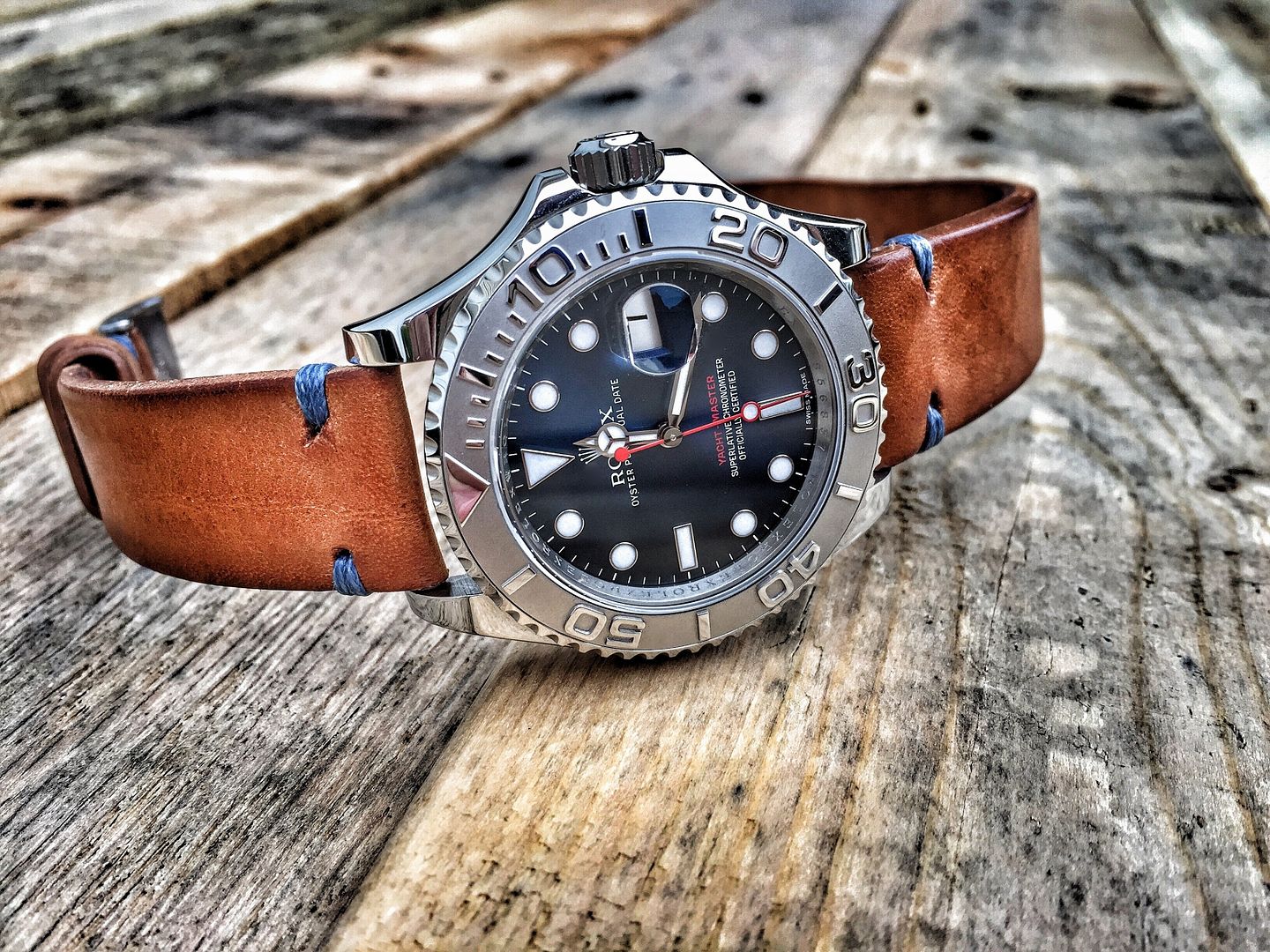 yachtmaster leather strap