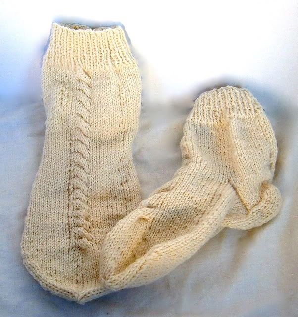 Ivory Wool Cable Socks