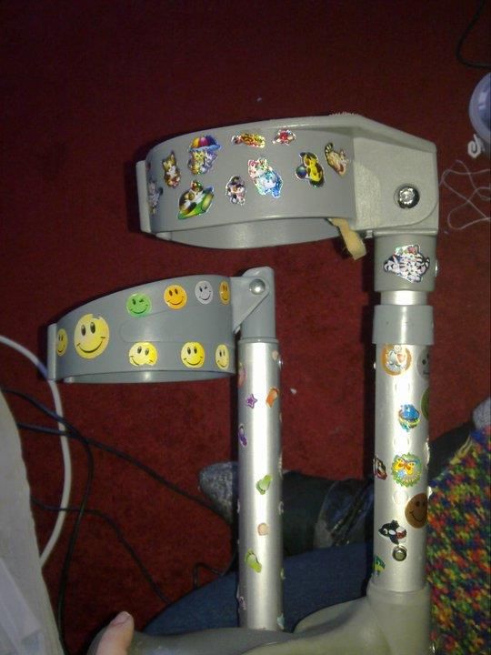 close ups of the cuffs of my crutches. i usually have much more stickers but a small child at mass last sunday stole them! lol! Pictures, Images and Photos