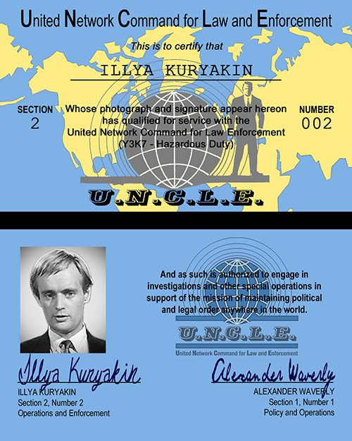 Personalized ID Card Replicas  Pick 1 Card From 3 Styles The Man From U.N.C.L.E 