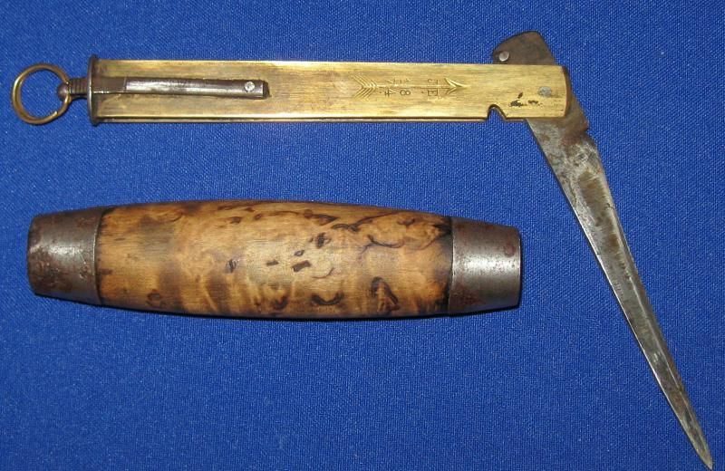 Antique 19thC Swedish Eskilstuna Mariners Barrel Knife 1874 by John