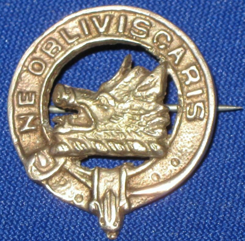 Antique Scottish Silver Clan Campbell Armorial NE OBLIVISCARIS Badge