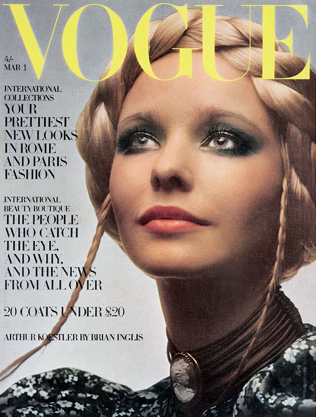 British Vogue, March 1970. Photograph by Clive Arrowsmith. Total dream hair 