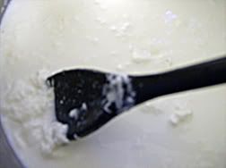 Curds and whey. Yes, it will look nasty. Dont worry, its natural.