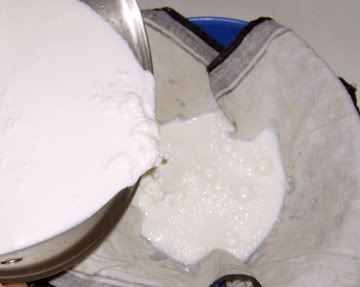 Lots more Whey than curd, make sure your Linen Cloth is big enough!