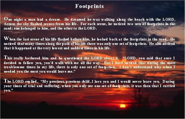 footsteps in the sand poem. footprints poem