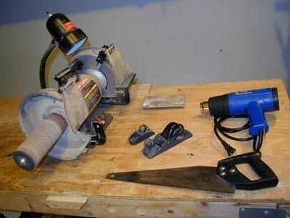 Above is a photo of the basic tools to assemble for cutting, shaping, bending and curing the rattan