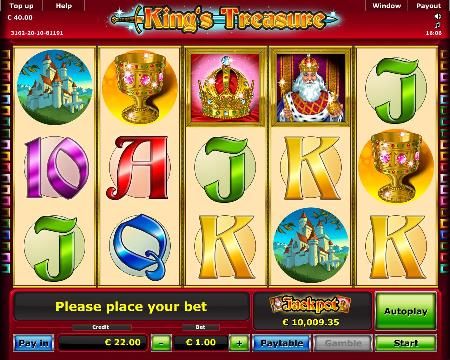 “King’s Treasure” is a 20-line, 5-reel Slot featuring the King’s huge treasures and a progressive Jackpot. 