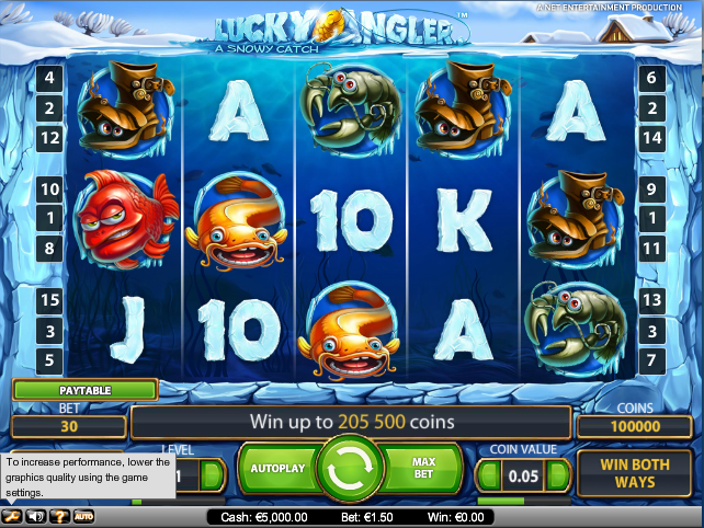 Lucky Angler™ Snowy Catch Video Slot Machine Review