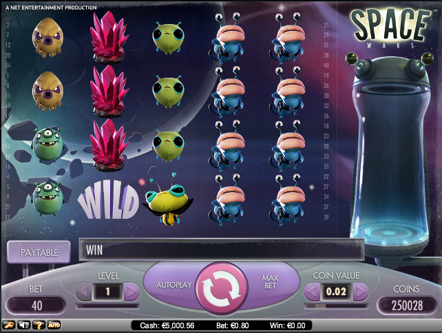Space Warsï¿½ is going to be a popular video slot with it's novel images and great graphics.
