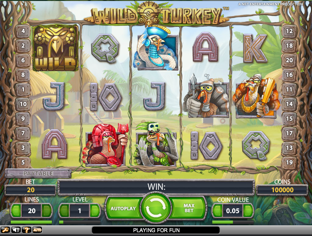 Wild Turkey the latest released video slot powered by Net Entertainment Gaming software