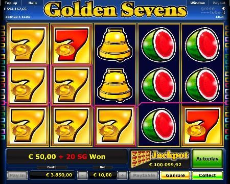 “Golden Sevens” is a 5-, 10-, or 20-line, 5-reel video game featuring Progressive Jackpots.