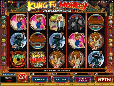 Microgaming's latest 5 reel, 15 pay-line video slot: KUNG FU MONKEY