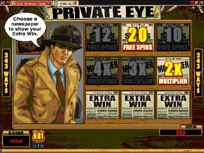 Private Eye features the 243 ways to win format, powered by 5 reels.
