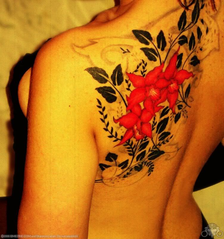Free Flowers tattoo pictures for girl full body
