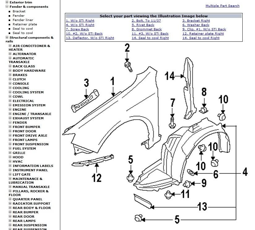 Driver front fender liner part number?