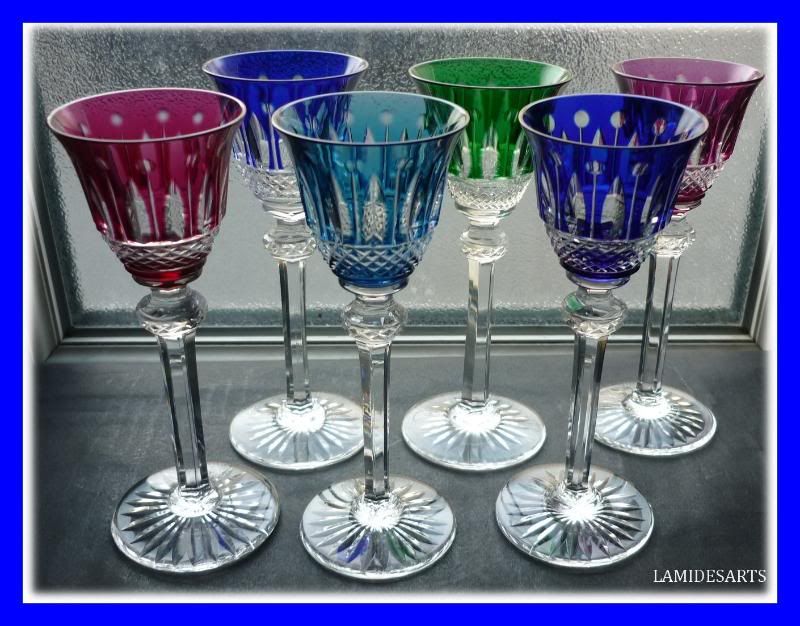 FRENCH SAINT LOUIS TOMMY CRYSTAL SHOT GLASS SET OF 6