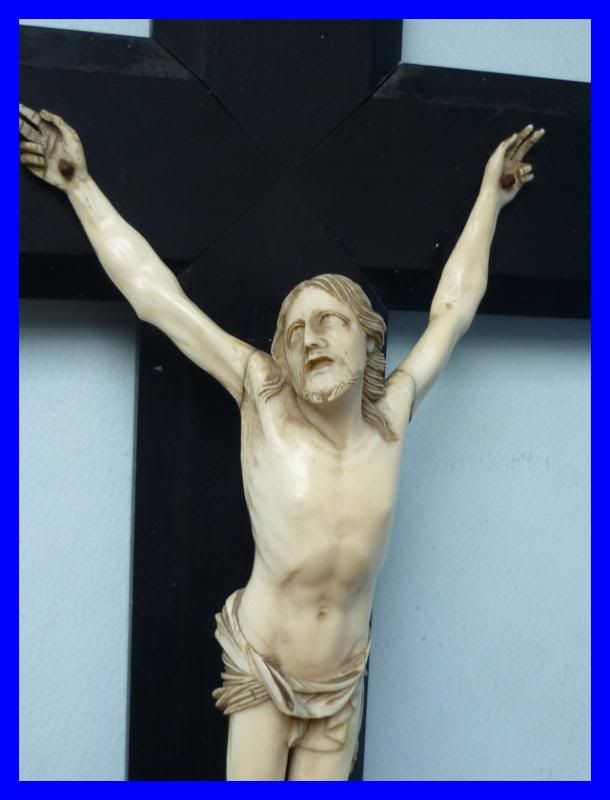 IVORY CRUCIFIX 1750's antique french ivory sculpture