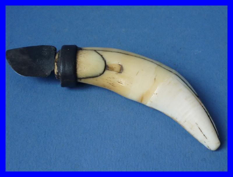 COUTEAU CHASSE ART INUIT DENT EN IVOIRE CERTIFICAT