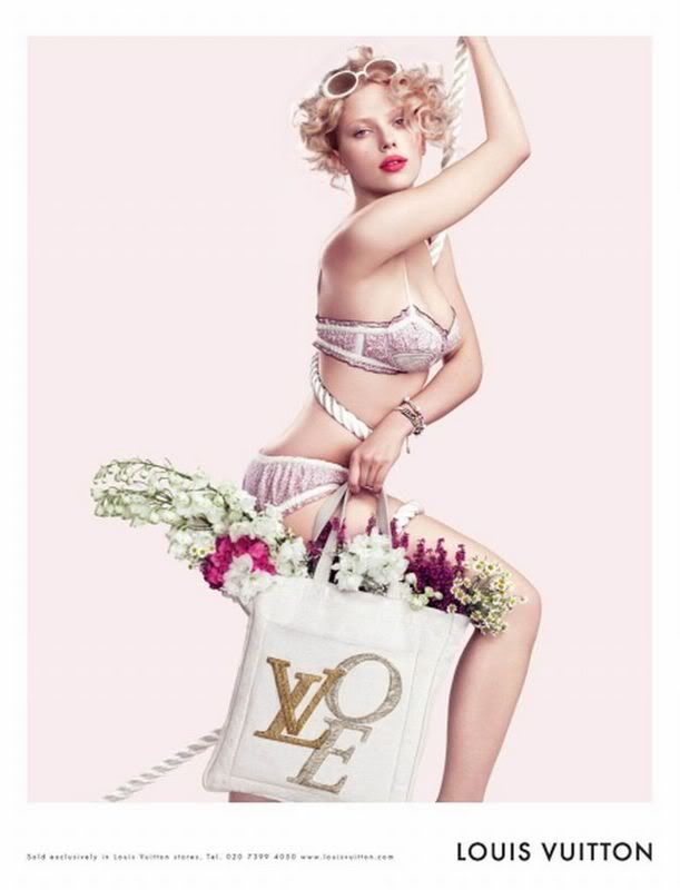 Scarlett Johansson pink bra panties lingerie underwear Louis Vuitton ads