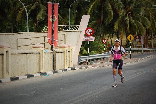 up and over the overpass--the one hill on the course