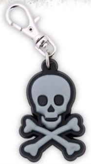 Grey Skull Zipper Pull