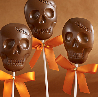 Godiva 3 Skull chocolate Lollipops
