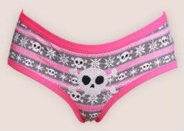 Pink and Black Skull Snowflake Brief