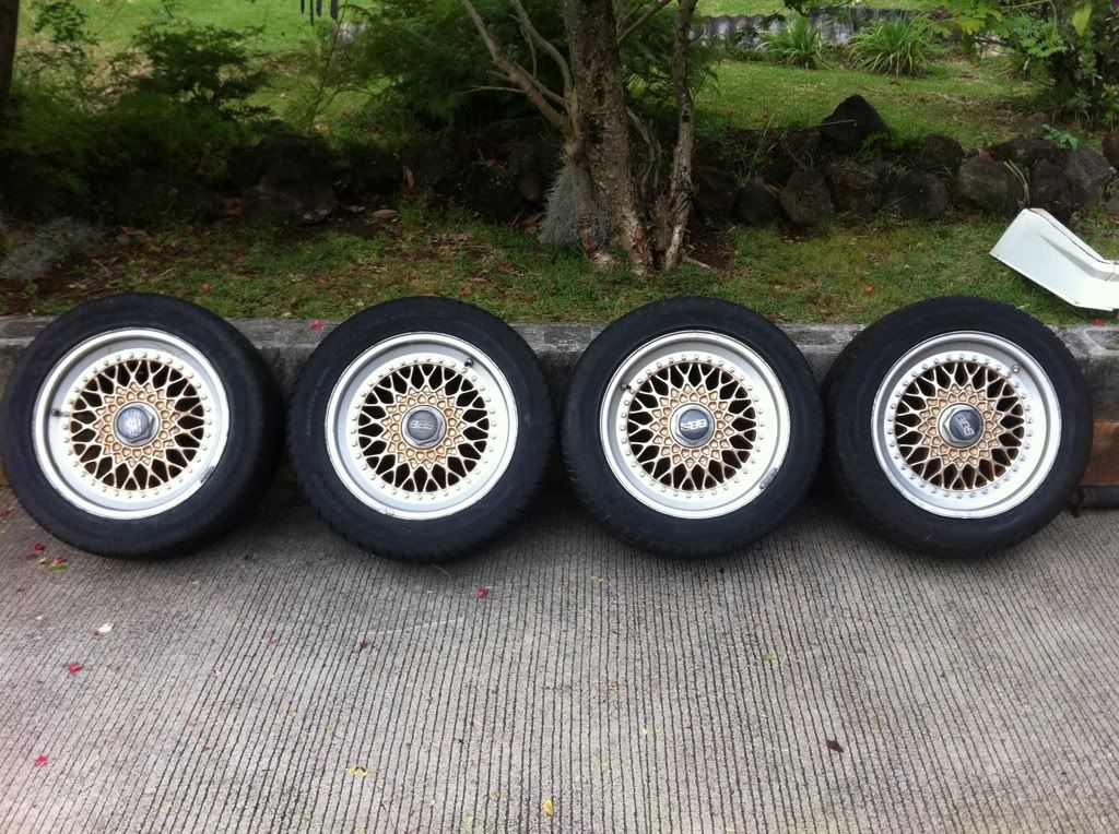 Gold BBS rs 005 006 16 Two are 7 and two are 8 All four have tires which 
