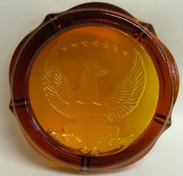 Huge Vintage Amber Tiara Glass Patriotic Eagle Ashtray eBay