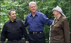 Arafat, Barak y Bill Clinton en Camp David