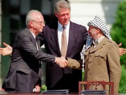 Yasir Arafat, Isaac Rabin y Bill Clinton