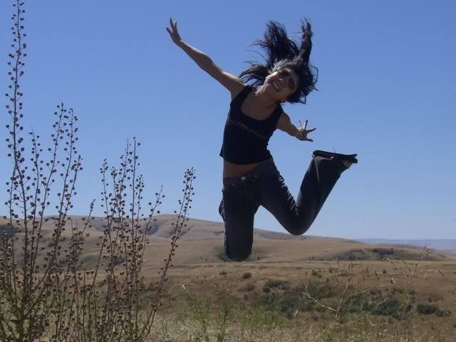 A shot of my sister flying in the air