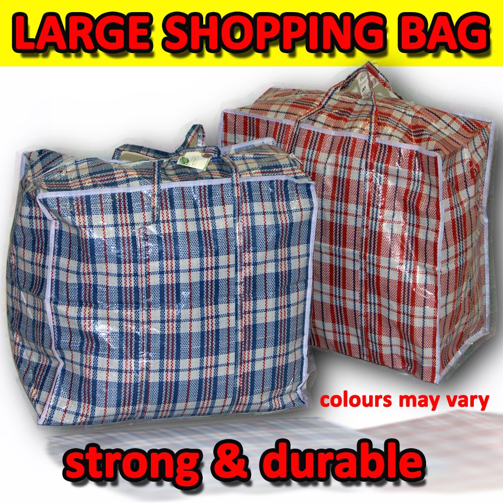 LARGE STRONG ZIPPED PLASTIC PVC SHOPPING BAG LAUNDRY REUSABLE STORAGE LUGGAGE | eBay