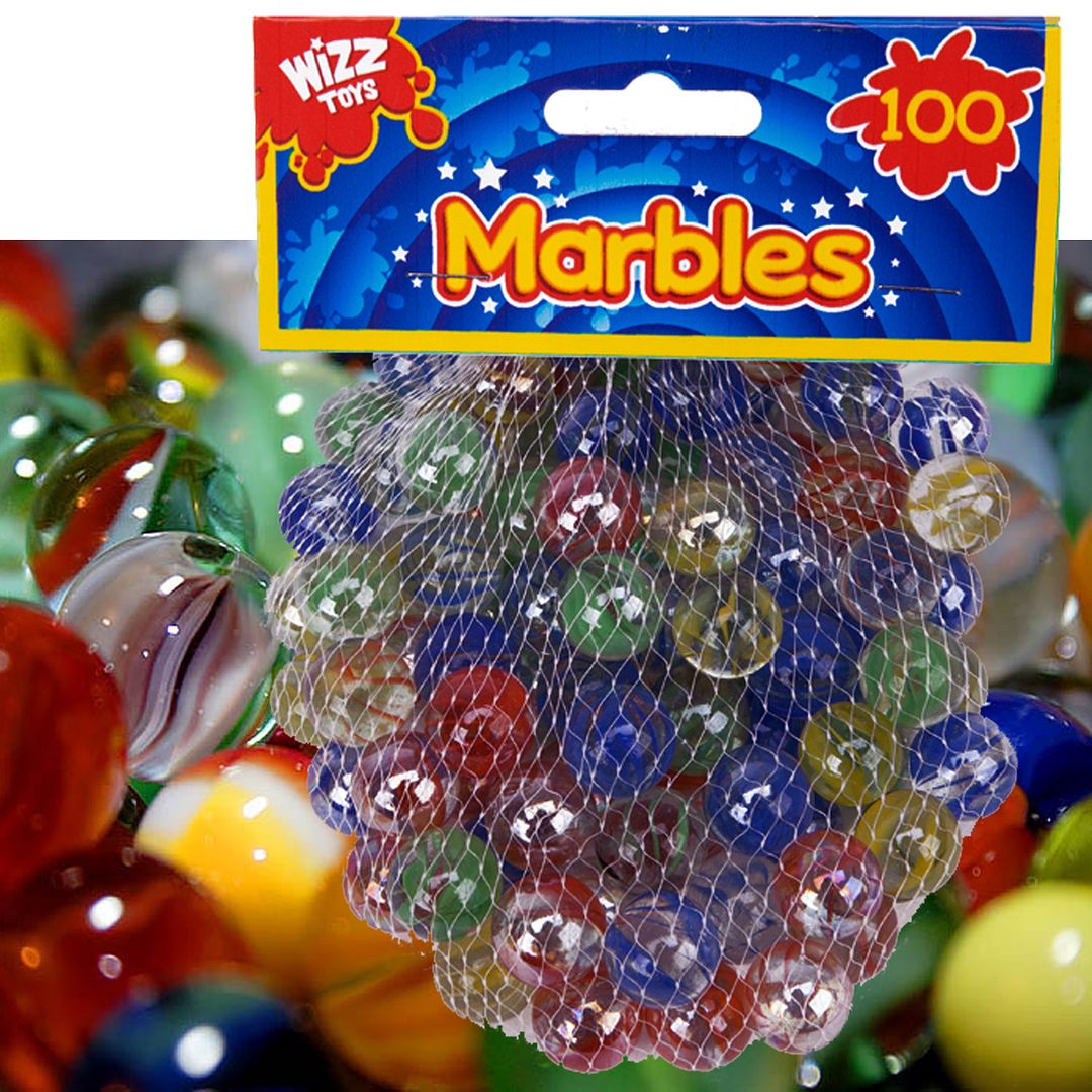 PACK 100 GLASS MARBLES RETRO KID