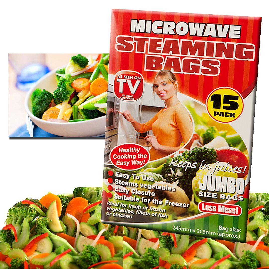 15 JUMBO MICROWAVE STEAM STEAMING BAGS HEALTHY COOKING FISH POULTRY