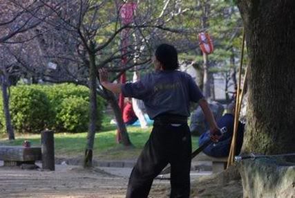 Sword fight - as befits the castle grounds!