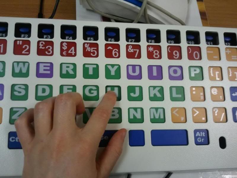 Photo of Keyboard with a keyguard and large buttons