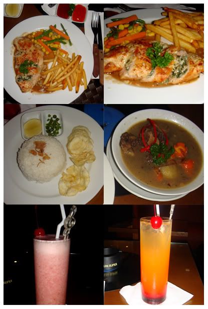 turbo lover chicken, oxtail soup, fruit punch, marlina juice