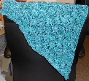 Flower Basket Shawl unblocked