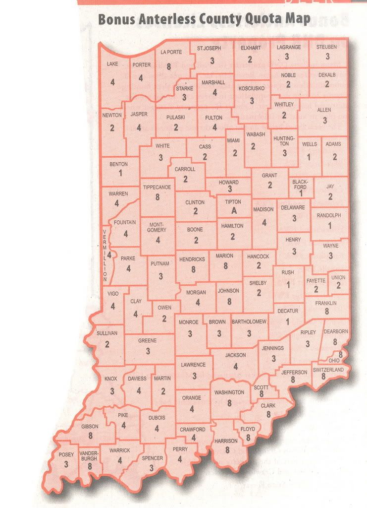 Bonus permits county map. HUNTING INDIANA