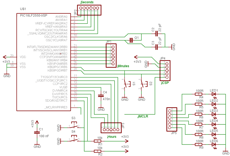 binary clock schematic