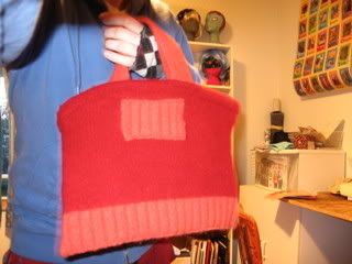 felted sweater into a held bag