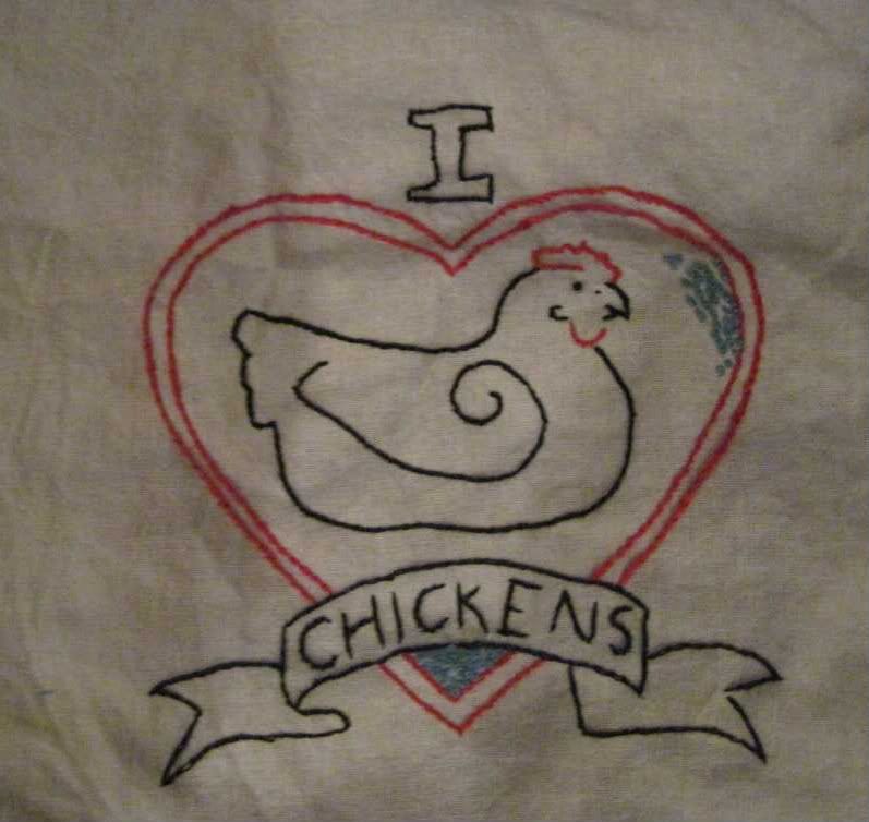 chickens,tea towel,embroidery,embroidered,embroidered chickens,chicken embroidery