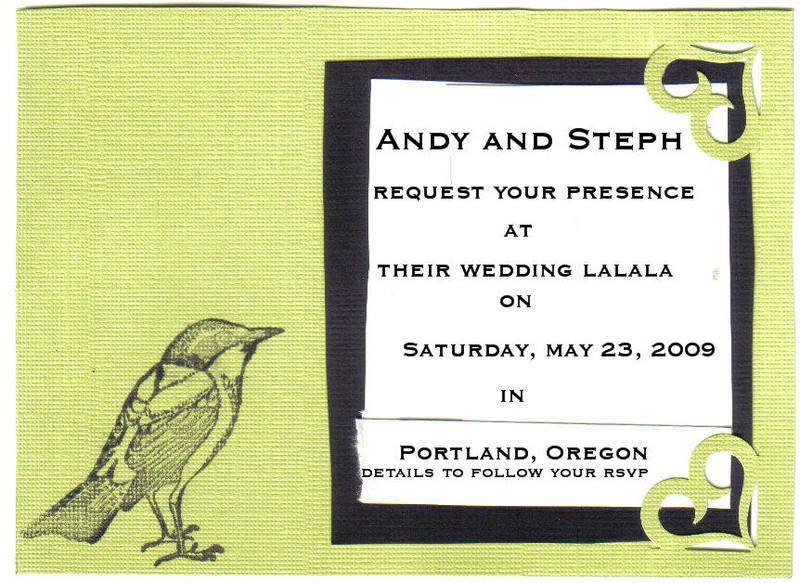 wedding invite first try bird stamp heart punch