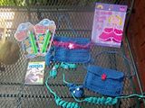 Purses with necklace, bracelet and mouse, 2 pkgs. of bubbles, Princess coloring book, and a little book on horses!